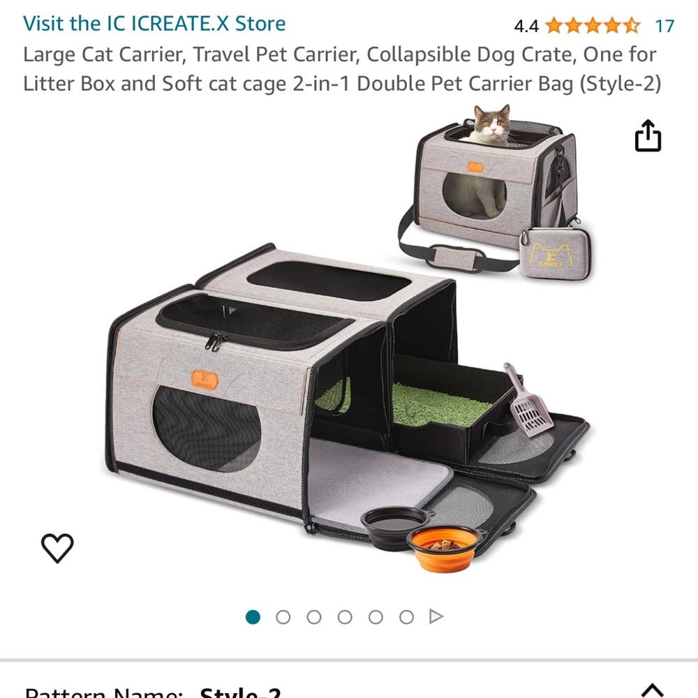 double pet carrier made for cats, double cat carrier, cat and litter box carrier